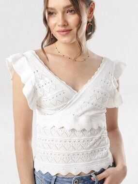 Line & Dot Charlotte Crochet Knit Sweater Tank Size Medium